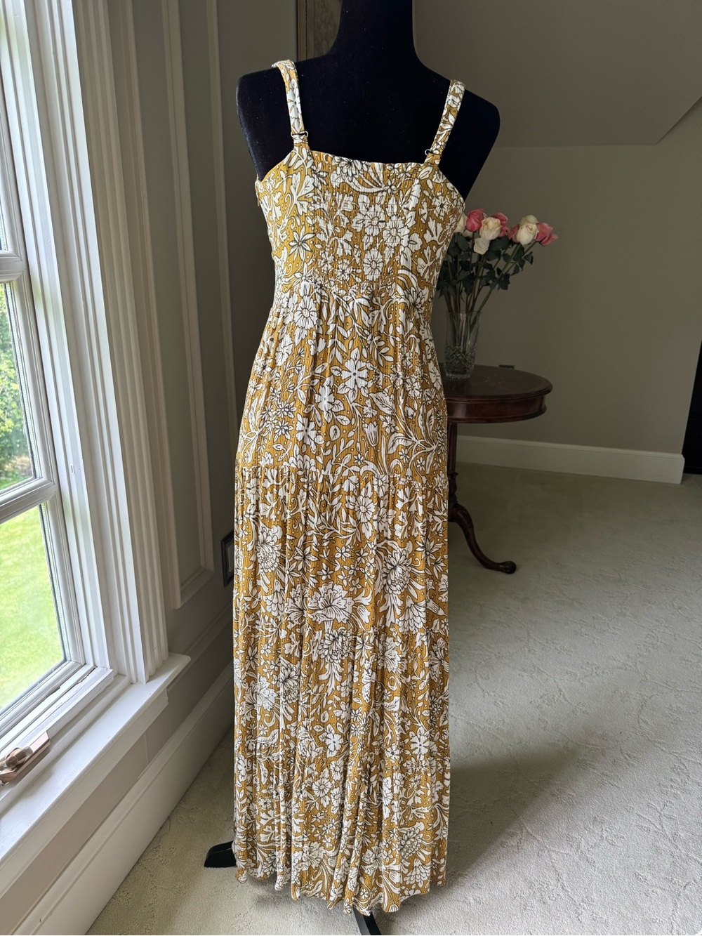 Rachel Ashwell Mustard Yellow & White Floral Maxi Dress - Picture 5 of 6